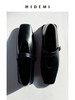 HIDEMI 极简方头进口小牛皮搭襻式玛丽珍平底鞋 黑色/白色 商品缩略图7