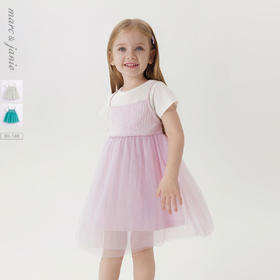 【假两件】马克珍妮夏装新品 女童短袖网纱连衣裙 儿童裙子230907