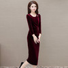 QYMAH-Y24JNL22 洋气大码金丝绒连衣裙女新款2025年春季修身气质女装时尚长款裙子 商品缩略图3