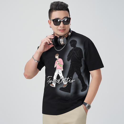 【DMH】大依优型大码男装圆领短袖T恤休闲宽松加肥加大潮流胖子上衣 商品图2