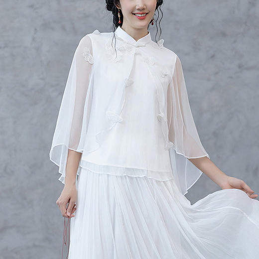 【林栖设计小店】桑蚕丝套装蝴蝶钉花新中式2025春季新品花仙子两件套女1951084 商品图2