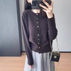 2025新款元气满满到极简休闲100%羊毛丝绒彩扣圆领开衫针织衫毛衣！ 商品缩略图1