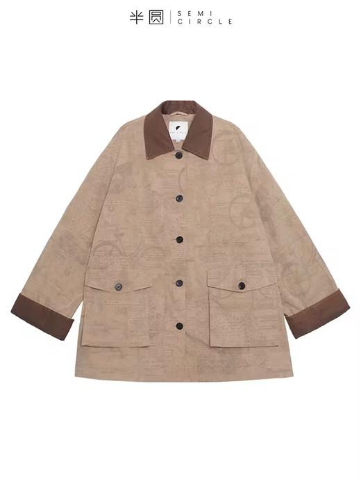 半圆/D24208147/报纸印花翻领外套 商品图4