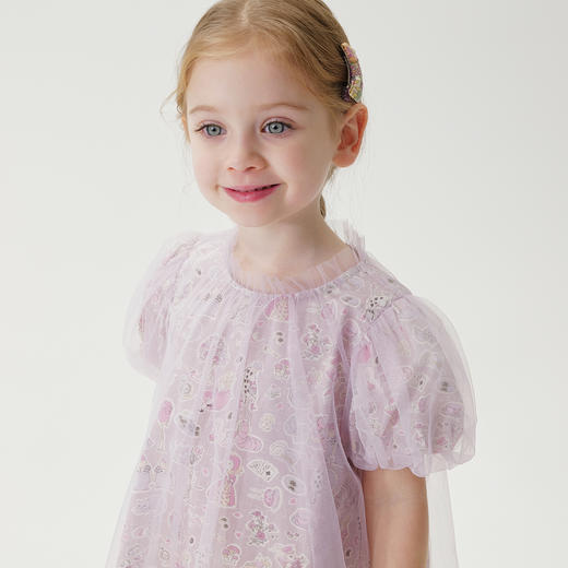 【马克珍妮 芦芙】夏装新款 女童梦幻泡泡袖网纱连衣裙230869 商品图3