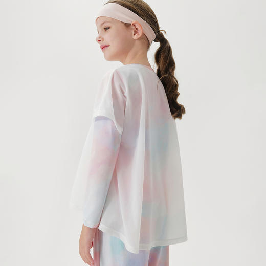 【凉感防晒】马克珍妮女童炫彩星云假两件运动仙女T恤夏装241677 商品图4