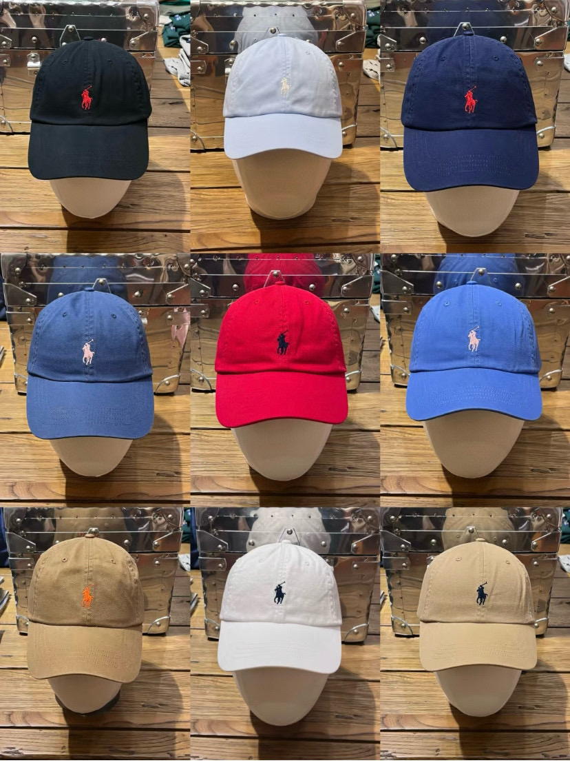 226-1渠道圆正 RL新色到 小马刺绣 六片拼接 软顶鸭舌帽 棒球帽