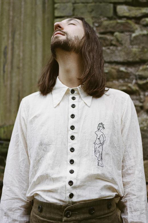 John Alexander Skelton 米色圣像刺绣肌理意织棉麻衬衫 商品图2