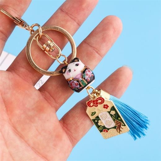 古风陶瓷招财猫挂件 卡通可爱钥匙扣包包手机挂绳国风创意小礼品 商品图2