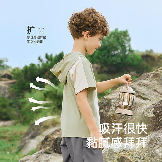 【商场同款】英氏男童短袖T恤夏季凉感速干连帽套头衫2025新款 商品图2