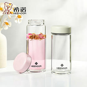 【纤巧易握，轻松携带】希诺玻璃杯女 单层加厚带盖花茶杯 清新高颜值 小巧便携 家用少女水杯-QQ