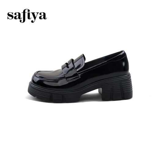 Safiya/索菲娅2025英伦学院风钻扣粗跟漆皮厚底增高乐福鞋SFD1112415 商品图2
