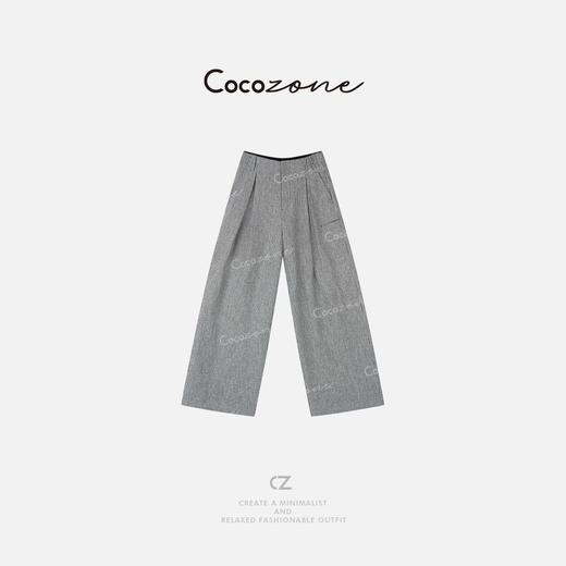 COCO ZONE 25百搭设计感格纹垂感阔腿休闲裤ACD1A0330 商品图0