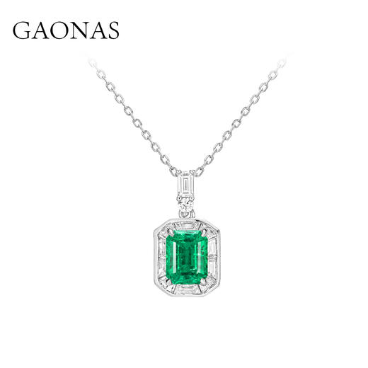 GAONAS 培育祖母绿【矿工的眼泪】经典方形贵气百搭绿色项链10153DG 商品图0