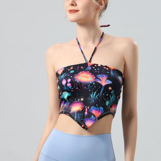 【126元任选2件】跃牌【漫西】系列 彩色美背心瑜伽服挂脖绑吊带胸垫健身内衣bra Y203 商品图2