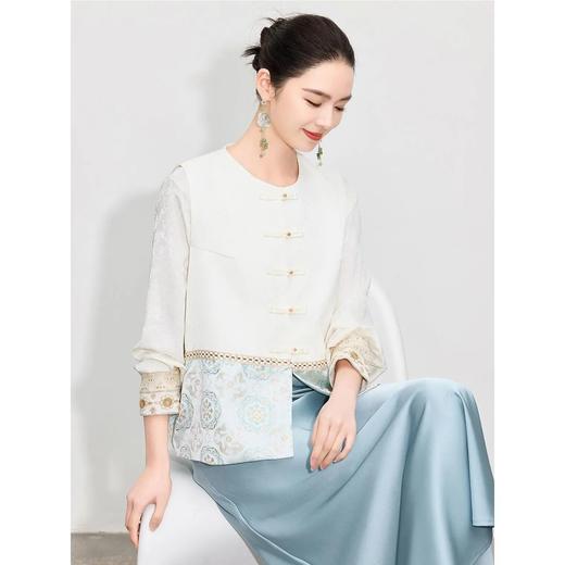 【自】全新升级【铂金会员247/天猫329/差价82】(42906) 洛诗琳复古新中式轻国风拼接设计感马甲2025春季新款上衣女 商品图2