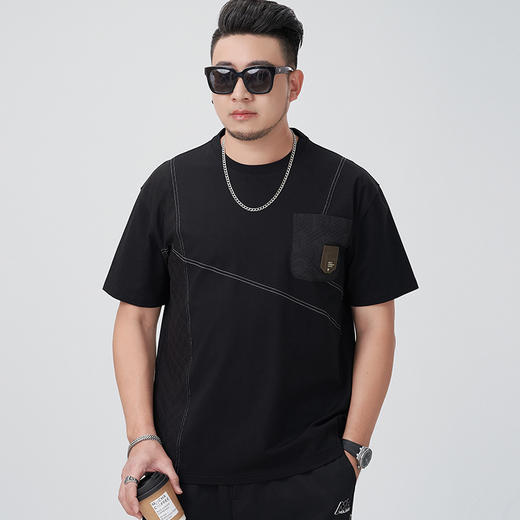 【DMH】大依优型大码男装圆领短袖T恤休闲宽松加肥加大潮流胖子上衣 商品图0