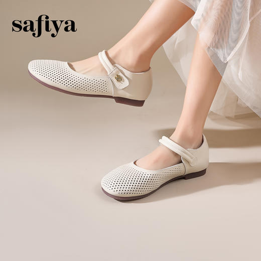 Safiya/索菲娅2025早春圆头低跟浅口百搭魔术贴透气玛丽珍单鞋SFD1111108 商品图2