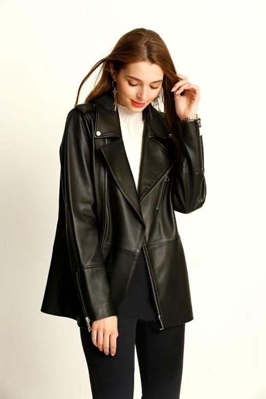 出口内销少量漏一手长羊皮大衣外套 酷飒机车皮衣 商品图3