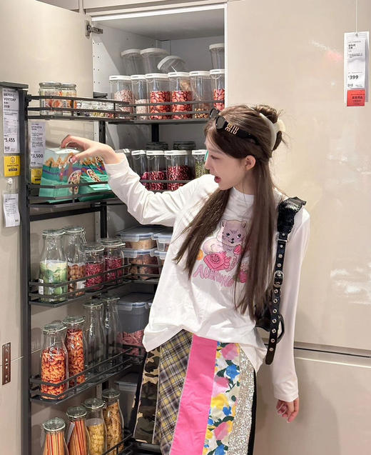 【2月21日 上午12:30 秒杀】莫代尔T恤 设计师品牌 围绕“Call me”而诞生的猫咪印花图案趣味长袖T 商品图1