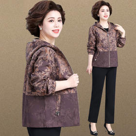 XY-6619妈妈春装外套2025新款中老年人春秋季休闲夹克上衣奶奶大码风衣女