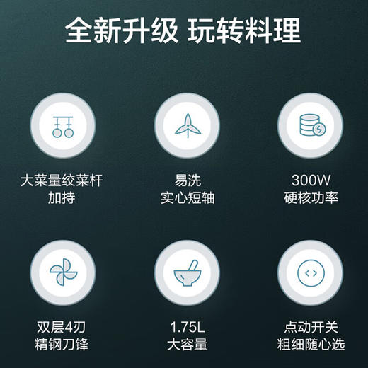 苏泊尔（SUPOR）ZMD安心系列 升级搅菜杆 花样速搅 辅食 易洗实心短轴 双层四刃精钢刀锋 绞肉机JRD05-U 商品图2