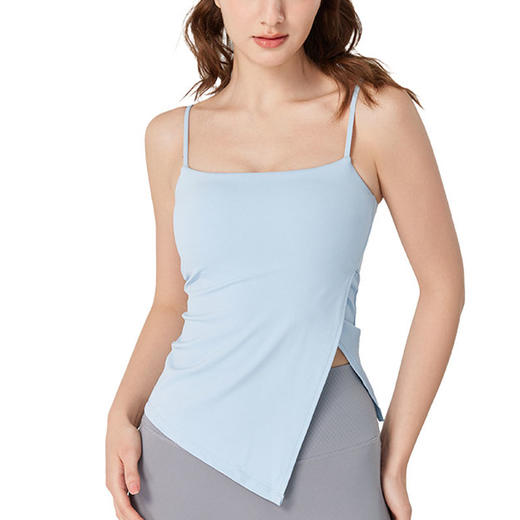 跃牌【海听系列】NULS 裸感修身瑜伽服斜开叉显瘦瑜伽上衣女固定胸垫吊带健身背心XC64 商品图4