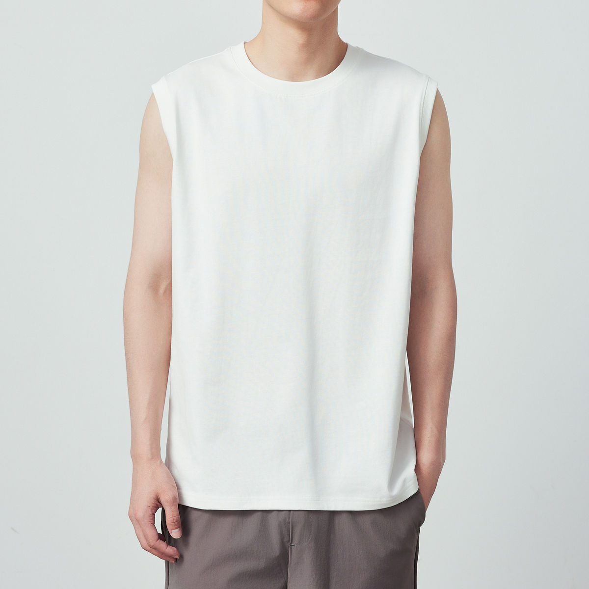 墨麦客男装长绒棉凉感无袖背心男士2024夏季新款休闲圆领t恤衫男