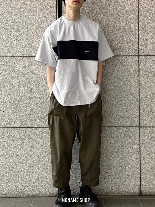 帆船长谷川 新款拼色圆领宽松口袋字母短袖T恤 NT-2702 商品图6