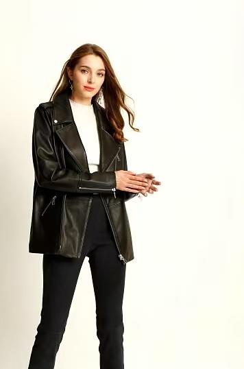 出口内销少量漏一手长羊皮大衣外套 酷飒机车皮衣 商品图2