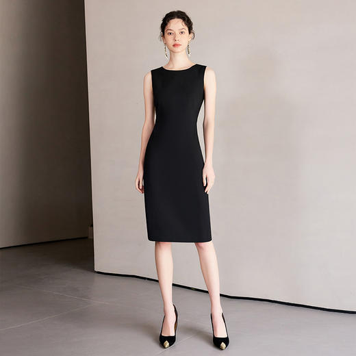 IWY/经典黑色无袖连衣裙女气质百搭西装内搭套裙职业裙装工作服Q1257 商品图2