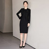 IWY/高级感黑色西装连衣裙两件套女春季新款简约职业套裙C2206+Q1257 商品缩略图2