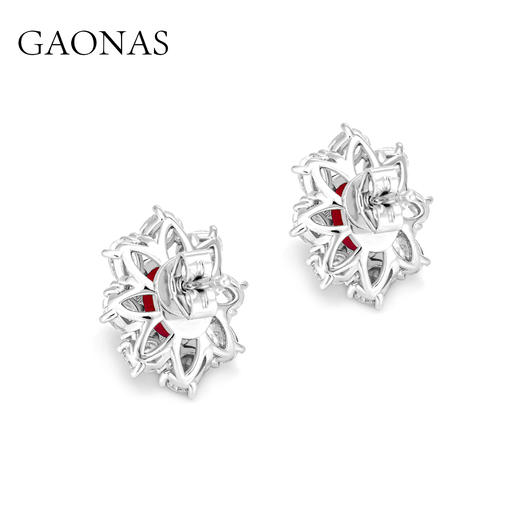 GAONAS 培育红宝石【矿工的眼泪】红花经典日常贵气红色耳钉10149ER 商品图2