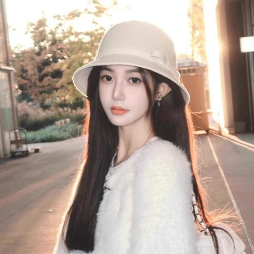 帽子女秋冬季法式赫本风白色千金名媛礼帽羊毛呢小香风渔夫帽新款 商品图1