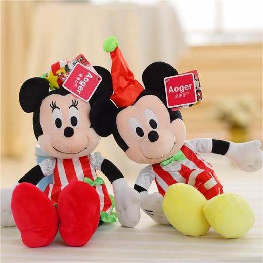 情侣米奇米妮玩偶米老鼠公仔草莓蝴蝶结连衣裙米妮背带裤大耳米奇 商品图3