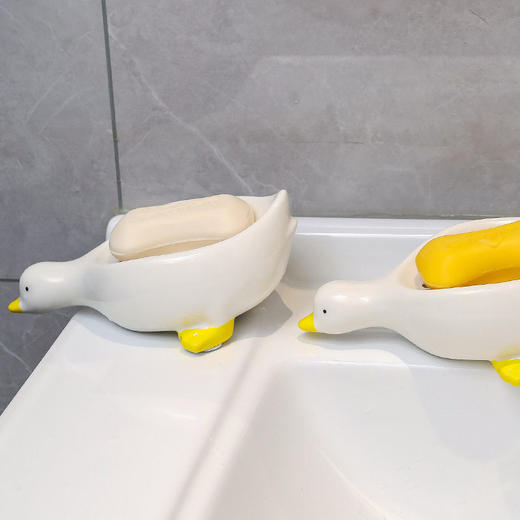 创意小鸭子肥皂盒沥水陶瓷工艺品家用香皂盒皂碟皂托洗手台置物架 商品图3