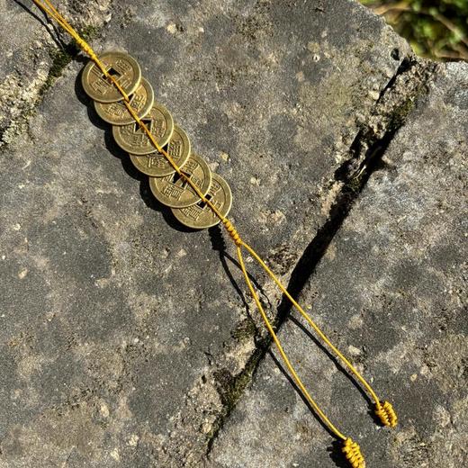 纯黄铜五帝钱门对门挂件葫芦红黄绳压门槛铜钱家居六帝钱客厅摆件 商品图2