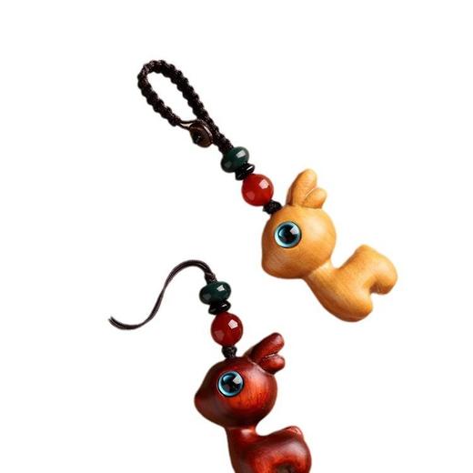 特惠钥匙扣挂件汽车路平钥匙情侣挂饰一路小鹿手机链吊檀木男女坠 商品图4