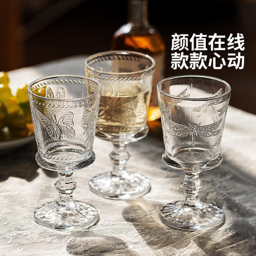 摩登主妇复古浮雕红酒杯高档轻奢高脚杯家用水杯玻璃杯子葡萄酒杯 商品图4