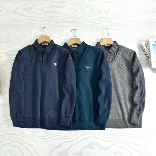 【 复古休闲！轻奢时尚！】P*A*A（普拉达）春季自留款，针织衫毛衣假两件！小胸标LOGO徽章！弹力衣身，做工精良！ 商品图3