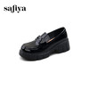 Safiya/索菲娅2025英伦学院风钻扣粗跟漆皮厚底增高乐福鞋SFD1112415 商品缩略图1