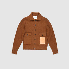 PHILIPPE MODEL 女士盾牌徽标橡胶贴片混纺羊毛针织开衫 棕色 CDMU MR12 37