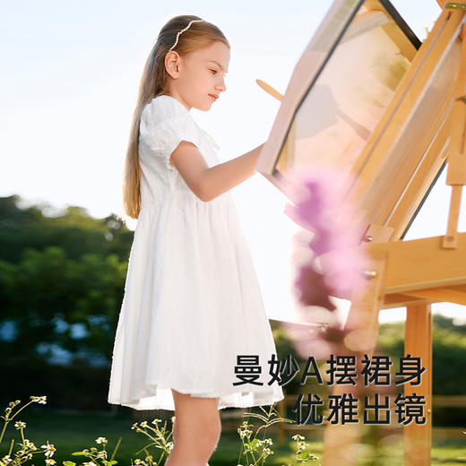 英氏女童裙子夏季短袖透气女连衣裙甜美纯棉公主裙2025新款小白裙 商品图2
