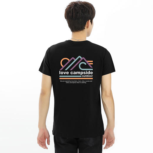 【95棉亲肤透气】男士微弹短袖T恤 户外露营简约风印花 合体显瘦 NMT-2200 商品图0