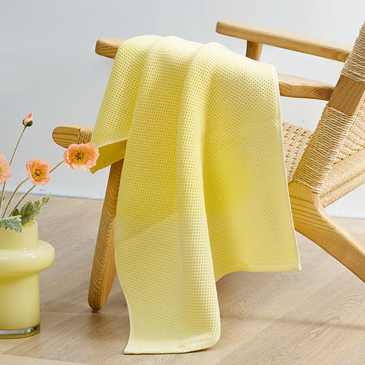 彤橙富安娜（FUANNA)清韵系列素色纯棉蜂窝毛方浴三件套(黄) 商品图1
