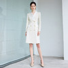 IWY/高级感米白色缎面西装连衣裙女春季长袖新款职业裙装Q1014 商品缩略图0