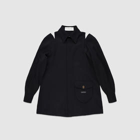 PHILIPPE MODEL 女士盾形口袋羊毛长袖衬衫 黑色 DRLD WF00 45