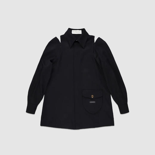 PHILIPPE MODEL 女士盾形口袋羊毛长袖衬衫 黑色 DRLD WF00 45 商品图0