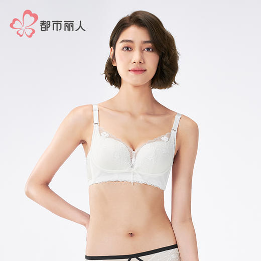 都市丽人自然舒适B杯常规内衣薄蕾丝无钢圈常规文胸LBH2M9 商品图1