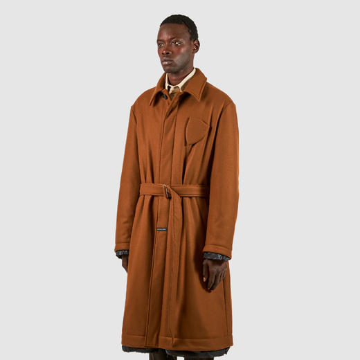 PHILIPPE MODEL 男士盾牌徽标贴片混纺羊毛外套大衣 棕色 JATU MW22 02 商品图1