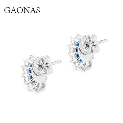 GAONAS 培育蓝宝石【矿工的眼泪】经典椭圆贵气奢华蓝色耳钉10161EB 商品图2
